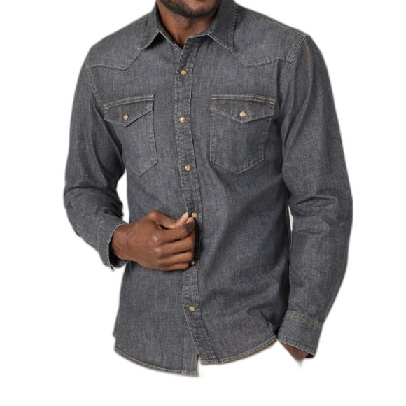 Wrangler Charcoal Denim size 2XL slim fit Snap front shirt - Picture 1 of 10